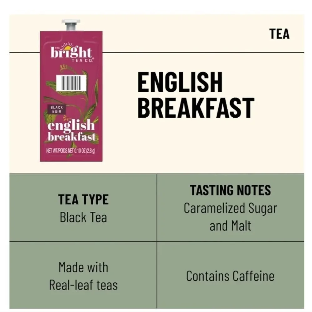 Flavia Bright Tea Co. 100ct English Breakfast Tea Fresh Packs, NEW